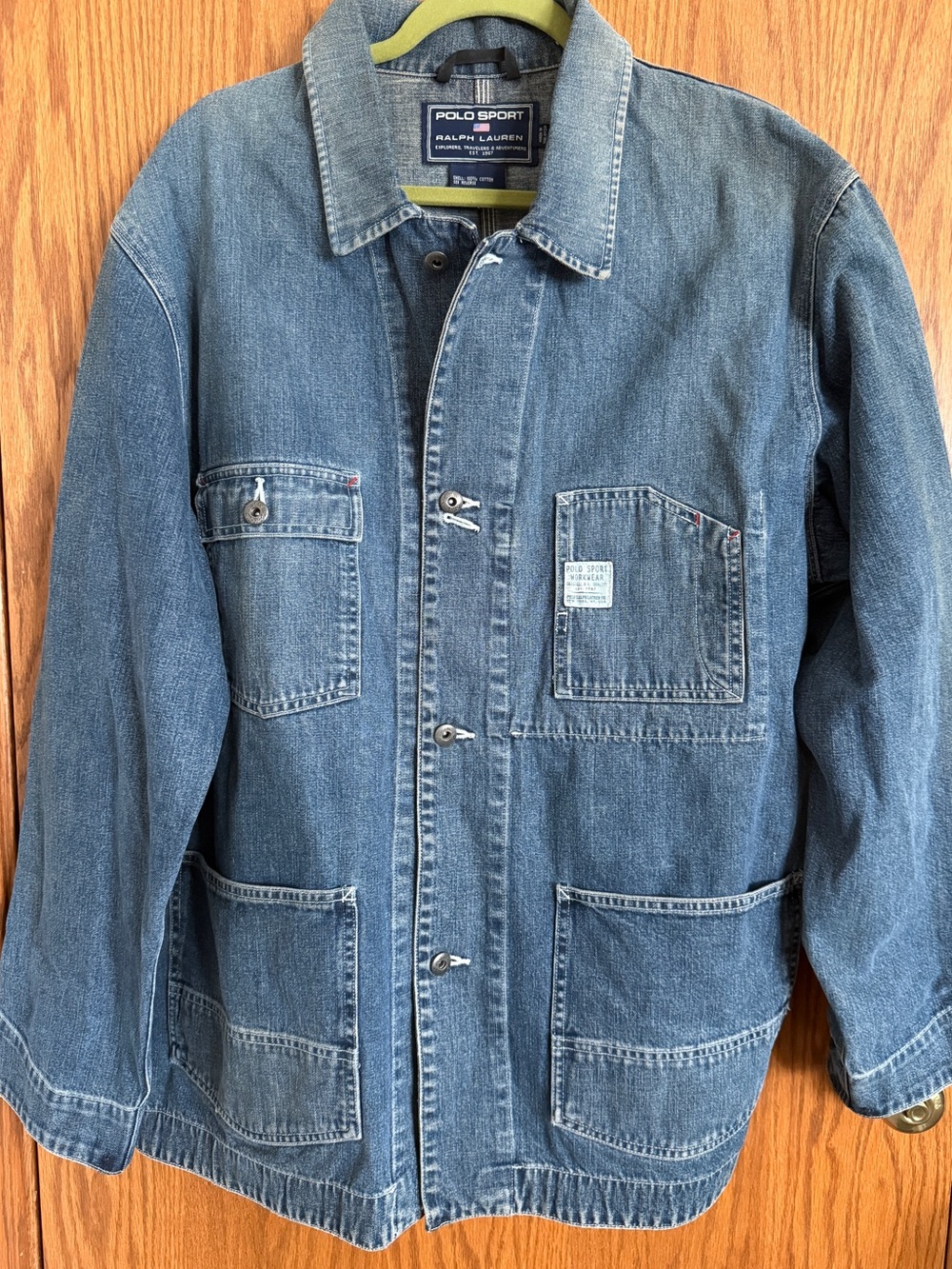 Vtg Polo Sport Ralph Lauren Denim Chore Jacket Button Front  Women's Size XL